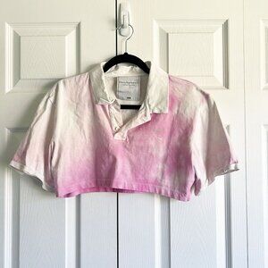 Philosophy di Lorenzo Serafini Pink White Tie Dye Short Sleeve Crop Top